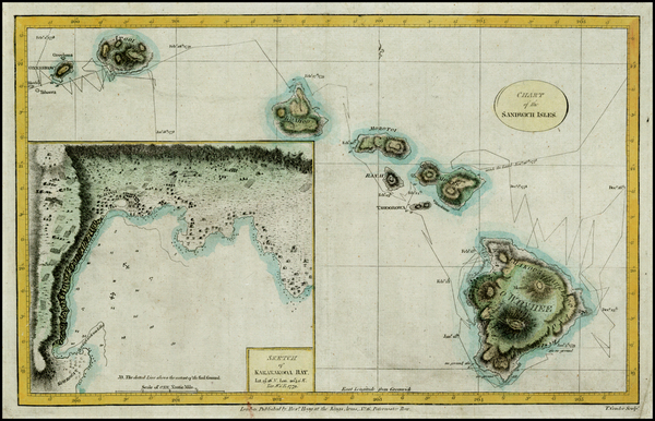 30-Hawaii and Hawaii Map By James Cook
