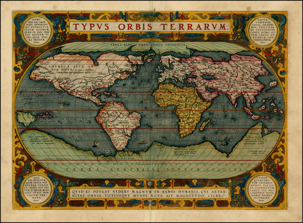 70-World and World Map By Abraham Ortelius