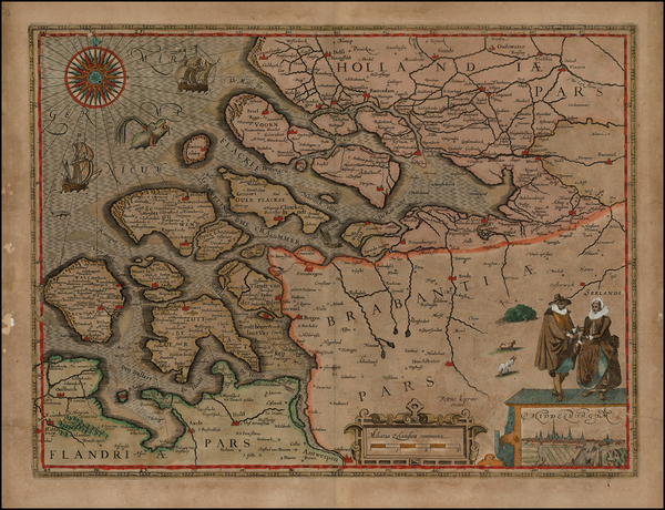 68-Netherlands Map By Pieter van den Keere