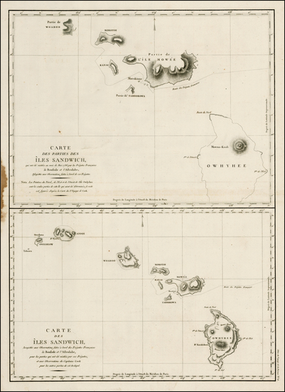 93-Hawaii and Hawaii Map By Jean Francois Galaup de La Perouse