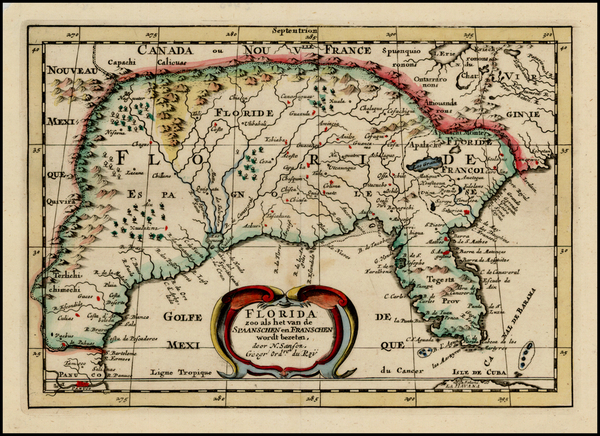 11-Florida, South and Southeast Map By Nicolas Sanson