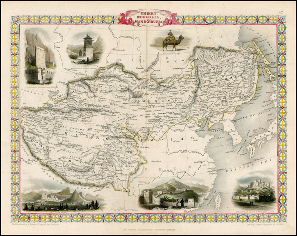 97-China, India, Central Asia & Caucasus and Russia in Asia Map By John Tallis