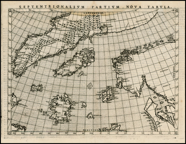 32-Polar Maps, Atlantic Ocean, Scandinavia and Balearic Islands Map By Girolamo Ruscelli