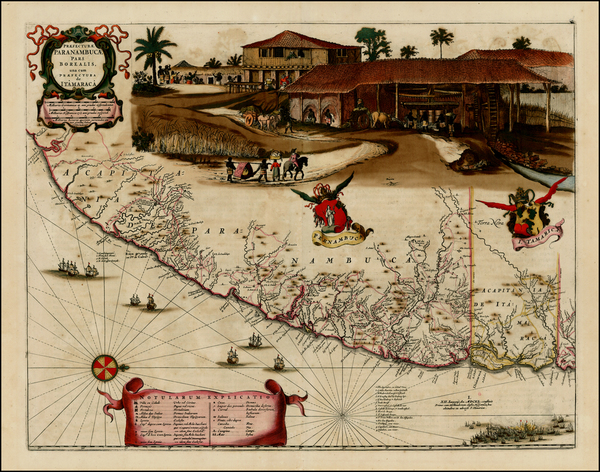 71-South America and Brazil Map By Gaspar Barleus / Johannes Blaeu