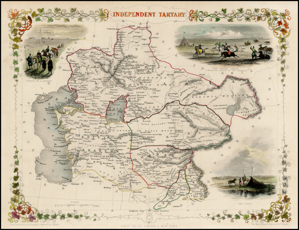 38-India, Central Asia & Caucasus and Russia in Asia Map By John Tallis