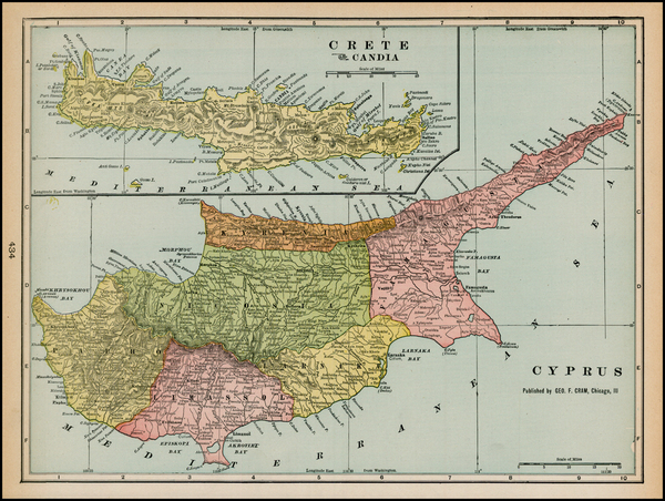 59-Turkey, Balearic Islands and Greece Map By George F. Cram