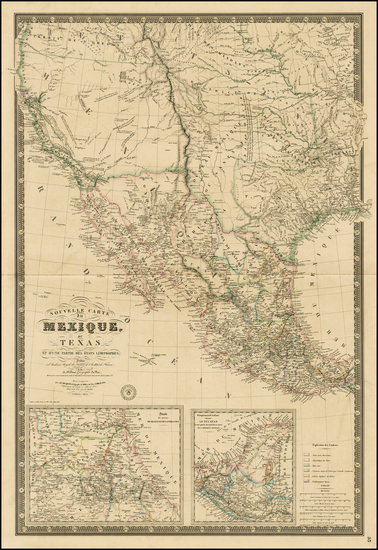 64-Texas, Southwest, Rocky Mountains, Mexico and California Map By Adrien-Hubert Brué