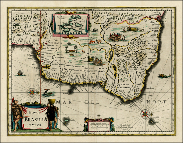 24-Brazil Map By Willem Janszoon Blaeu