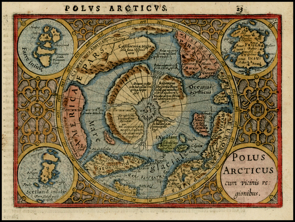 13-Northern Hemisphere, Polar Maps and Alaska Map By  Gerard Mercator