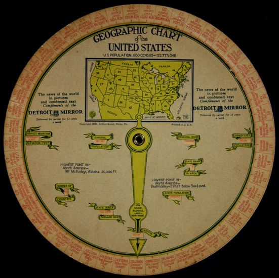 87-United States and Curiosities Map By Arthur Sichel