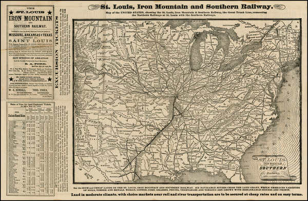 27-South, Midwest, Plains and Asia Map By St. Louis, Iron Mountain  &  Southern Railway