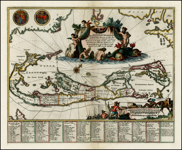 28-Atlantic Ocean and Caribbean Map By John Ogilby