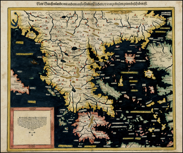 33-Turkey, Mediterranean, Balearic Islands and Greece Map By Sebastian Munster