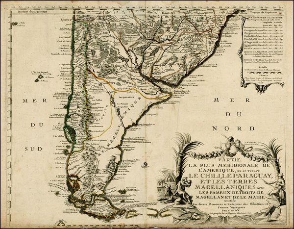 55-South America, Argentina and Chile Map By Nicolas de Fer / Guillaume Danet