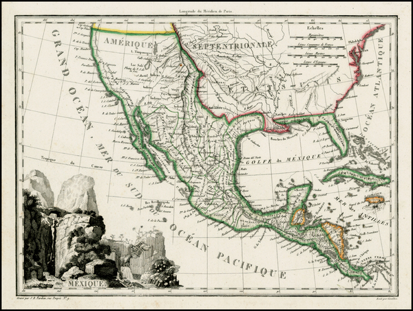 10-Southwest, Rocky Mountains, Mexico and California Map By Conrad Malte-Brun