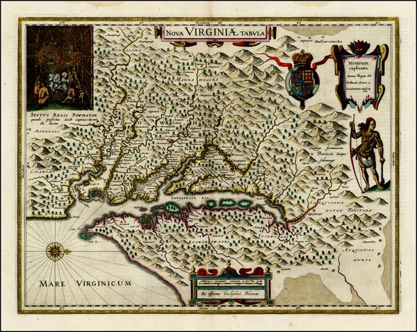 95-Mid-Atlantic and Southeast Map By Willem Janszoon Blaeu