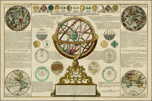 37-World, World, Celestial Maps and Curiosities Map By Nicolas de Fer