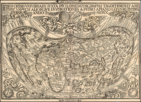 11-World and World Map By Peter Apian