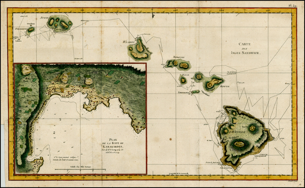 85-Hawaii and Hawaii Map By James Cook