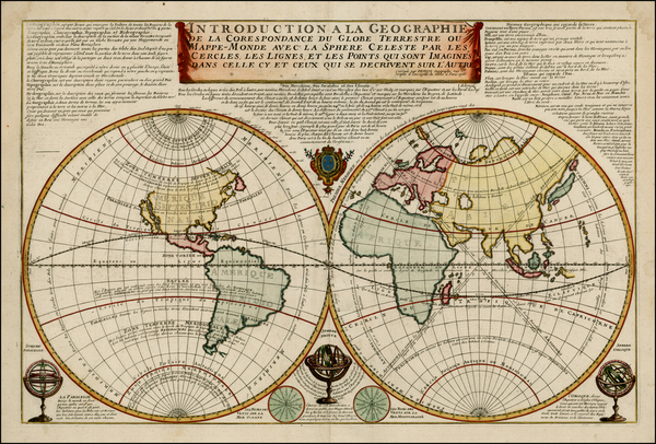 76-World, World and California Map By Nicolas de Fer / Louis Charles Desnos