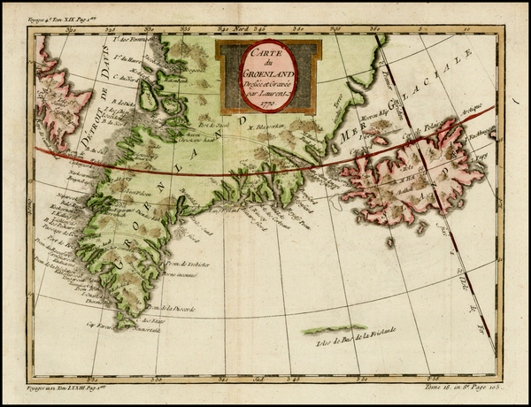 2-Atlantic Ocean and Canada Map By Jacques Nicolas Bellin