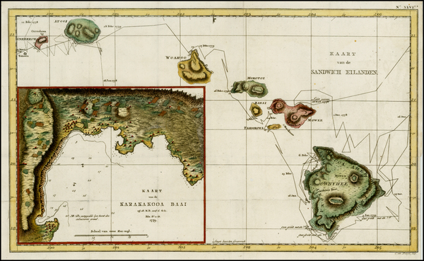 59-Hawaii and Hawaii Map By James Cook