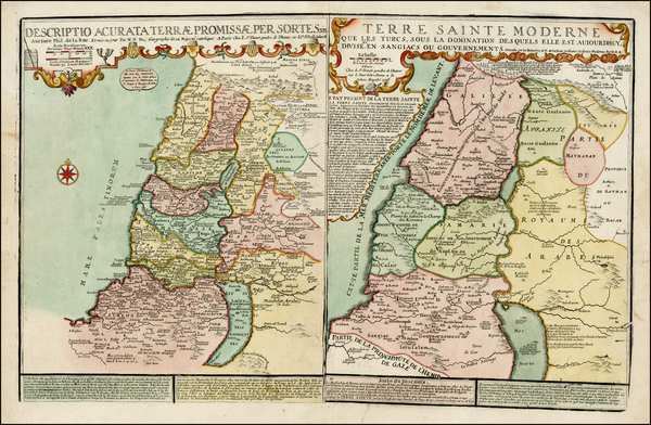 32-Holy Land Map By Nicolas de Fer / Guillaume Danet
