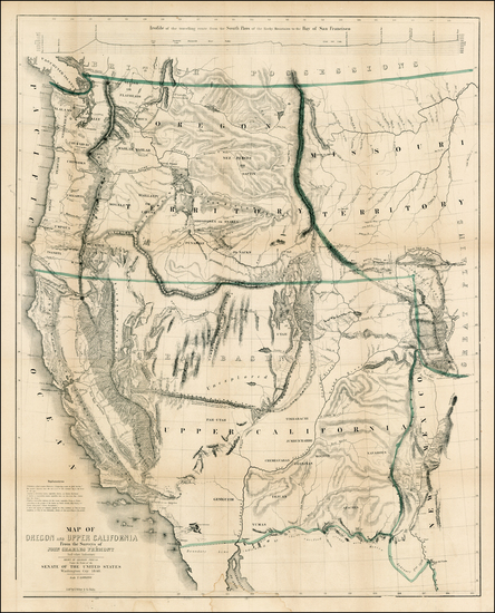 68-Southwest, Rocky Mountains and California Map By John Charles Fremont / Charles Preuss