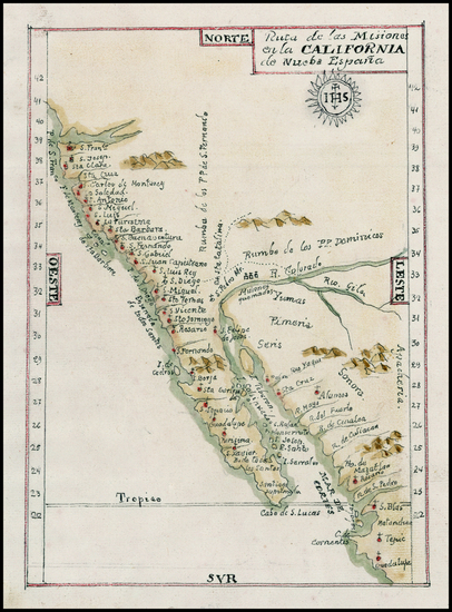 63-Mexico, Baja California and California Map By Anonymous