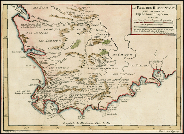 50-South Africa Map By Jacques Nicolas Bellin