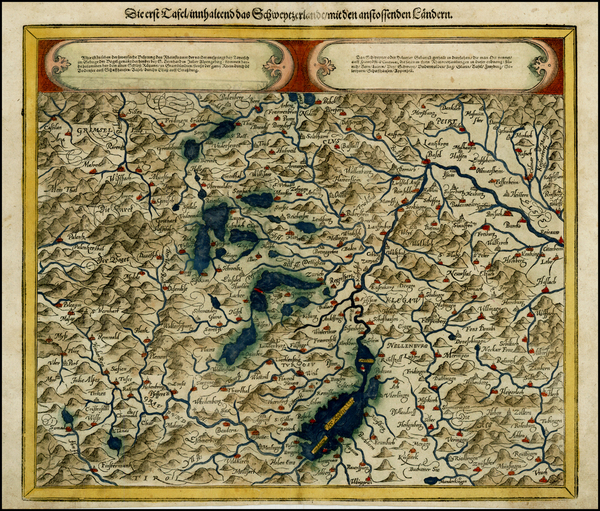 88-Switzerland Map By Sebastian Munster