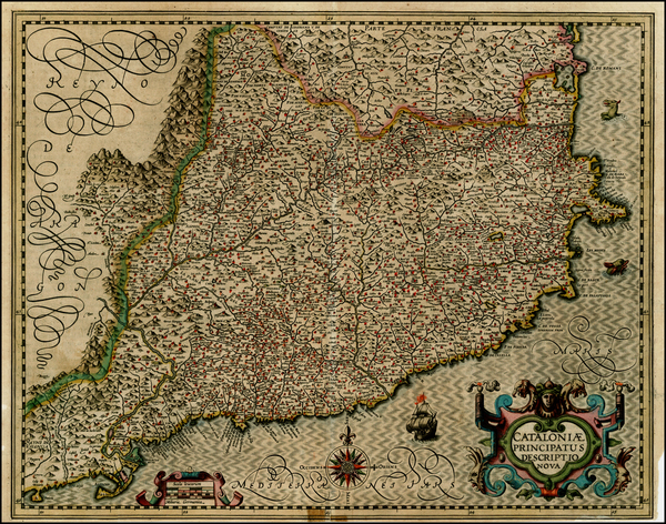 15-Spain Map By Jodocus Hondius