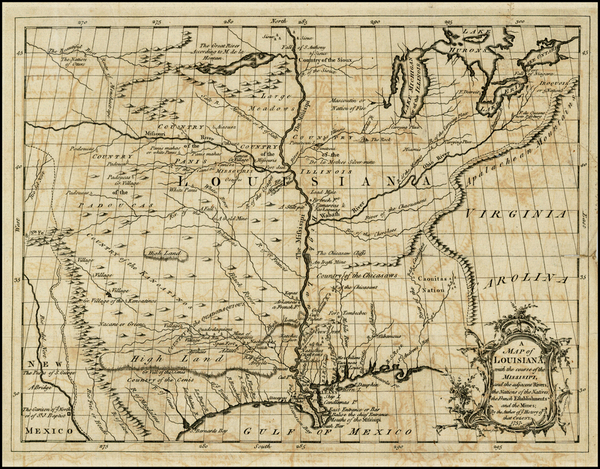 88-South, Southeast, Texas, Midwest and Plains Map By Antoine-Simon Le Page du Pratz