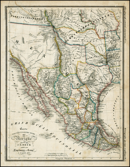 100-Texas, Midwest, Plains, Southwest, Rocky Mountains, Mexico, Baja California and California Map 