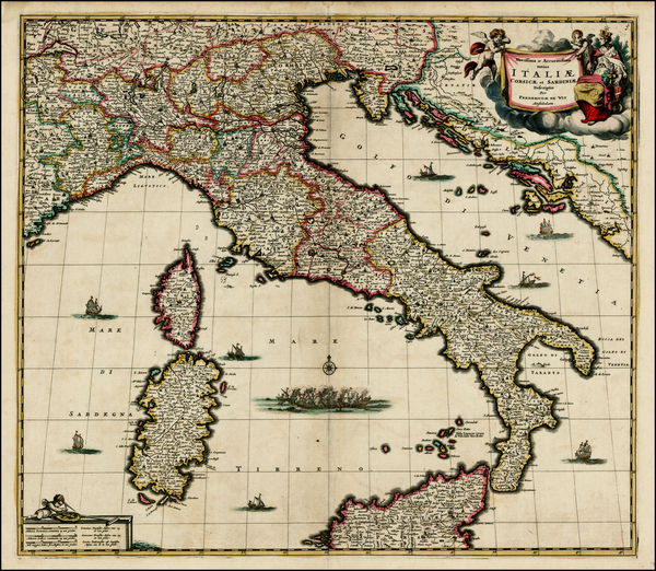 49-Italy and Balearic Islands Map By Frederick De Wit