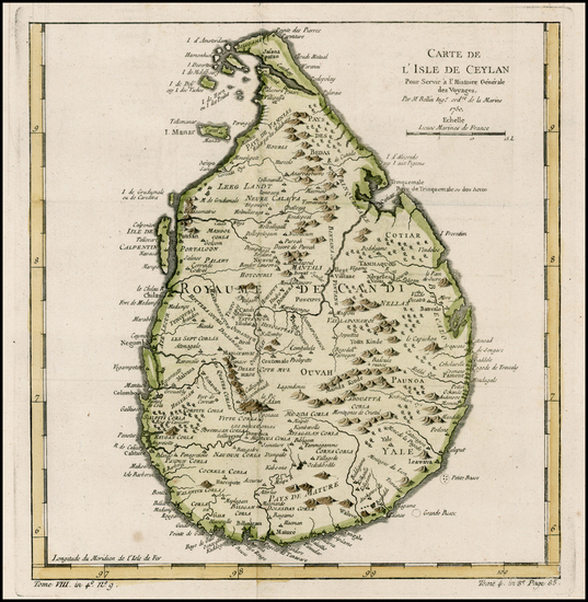 91-India and Other Islands Map By Jacques Nicolas Bellin