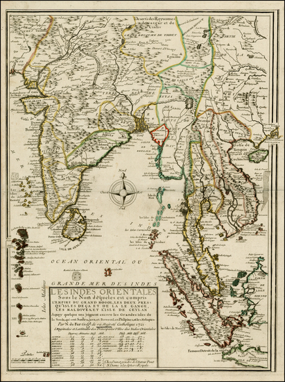 60-China, India, Southeast Asia and Other Islands Map By Nicolas de Fer