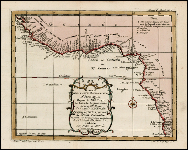 85-West Africa Map By Jacques Nicolas Bellin