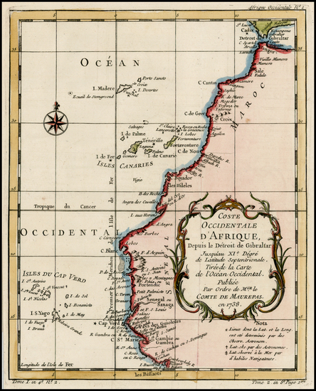 26-North Africa and West Africa Map By Jacques Nicolas Bellin