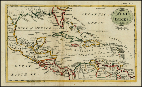 3-Florida, South, Southeast, Mexico and Caribbean Map By Andrew Bell