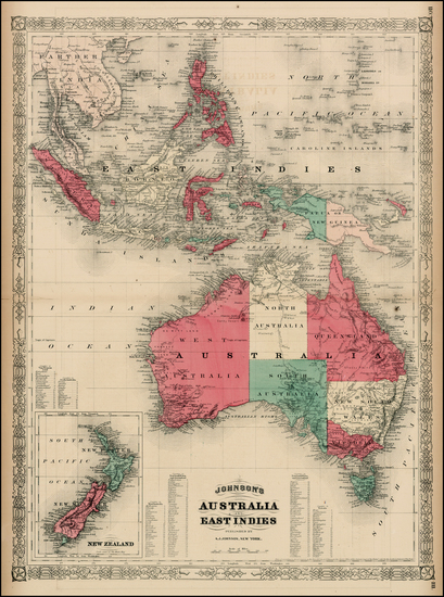 46-Southeast Asia, Philippines, Australia and New Zealand Map By Alvin Jewett Johnson