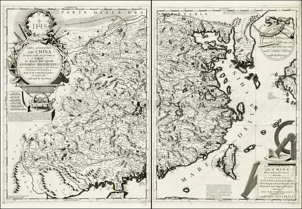 30-China and Korea Map By Vincenzo Maria Coronelli