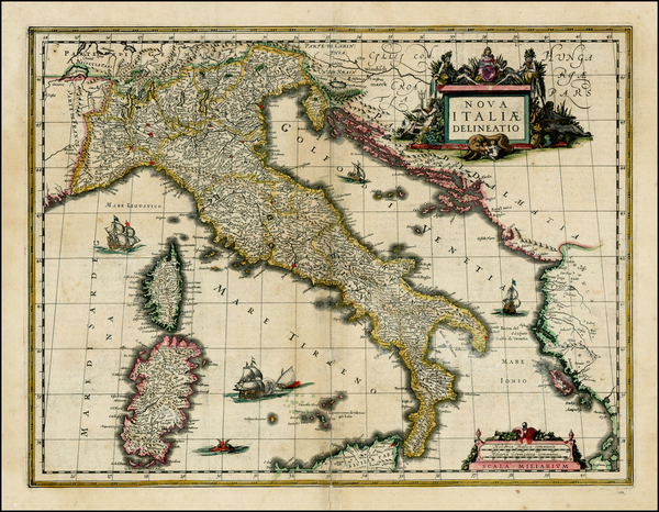 99-Italy and Balearic Islands Map By Willem Janszoon Blaeu