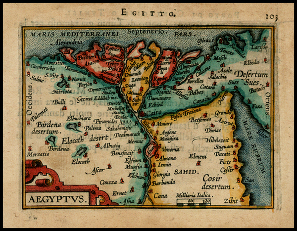 88-Egypt Map By Abraham Ortelius / Johannes Baptista Vrients