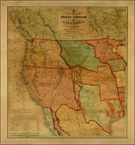 53-Texas, Plains, Southwest, Rocky Mountains and California Map By Samuel Augustus Mitchell