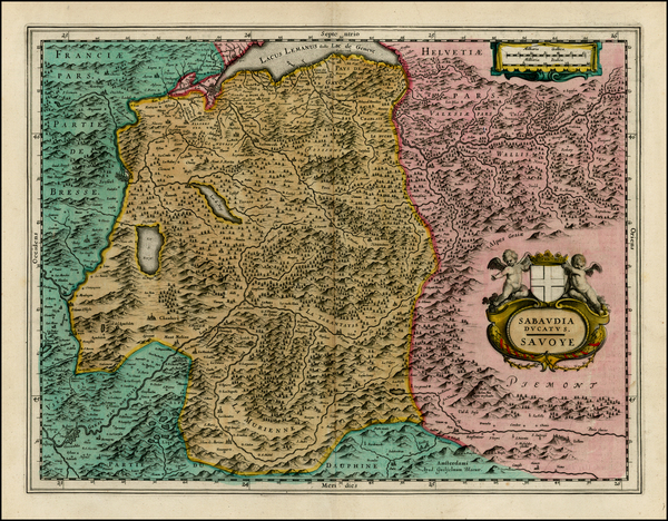 78-Switzerland, France and Italy Map By Willem Janszoon Blaeu