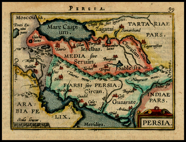 34-Central Asia & Caucasus and Middle East Map By Abraham Ortelius / Johannes Baptista Vrients