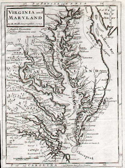 30-Mid-Atlantic and Southeast Map By Herman Moll