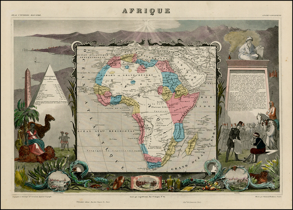 94-Africa and Africa Map By Victor Levasseur