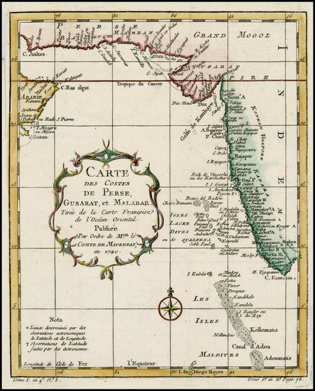 21-India and Middle East Map By Jacques Nicolas Bellin